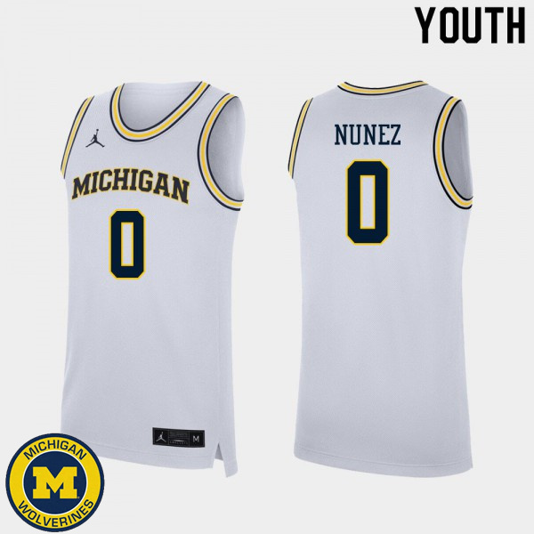 Youth Michigan Wolverines #0 Adrien Nunez White Basketball Jersey